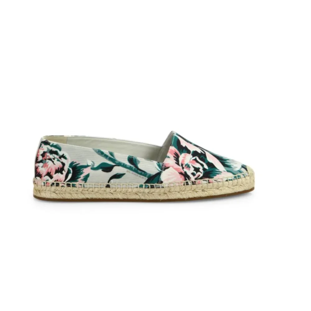 NIB Burberry Peony Rose Print Canvas Espadrilles